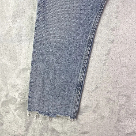 AGOLDE Straight Leg Jeans Women's 28 Distressed Hem Light Wash Chic Streetwear - Picture 3 of 16